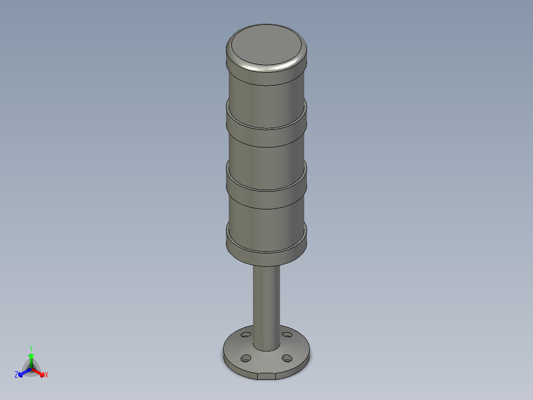 折叠三色灯台邦TB505-RGY-J-24V)-253MM正等轴测图