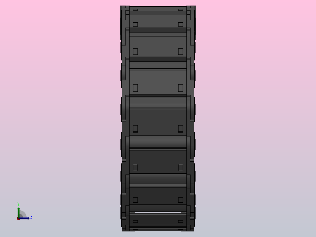 弯曲半径125内高30两侧打开型封闭式拖链_DMD30CD-30-75-125R-30左视图