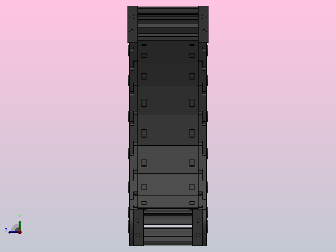弯曲半径125内高30两侧打开型封闭式拖链_DMD30CD-30-75-125R-30右视图
