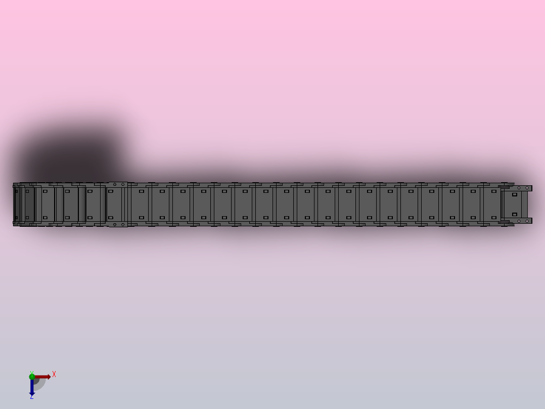 弯曲半径125内高30两侧打开型封闭式拖链_DMD30CD-30-75-125R-30俯视图