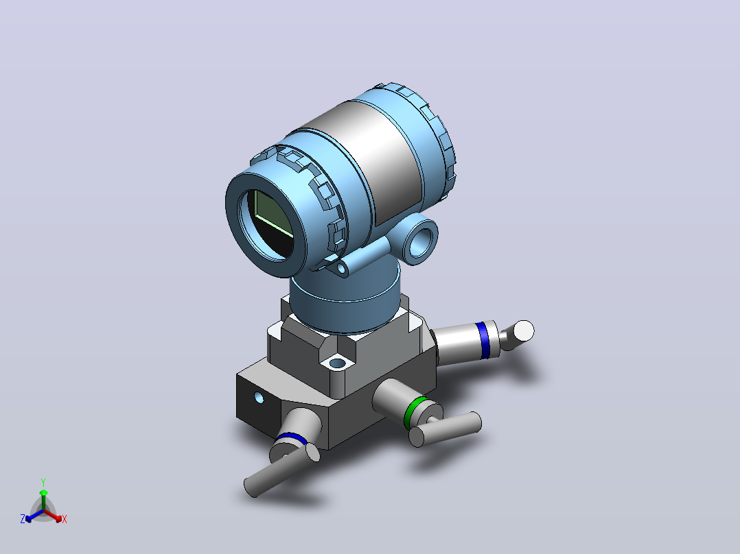 液位计，压力表User Library-2051C Coplanar Flange Pressure Transmitter_正等轴测图