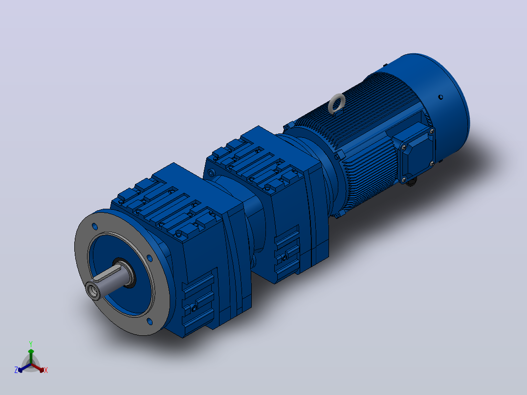 RF37R17法兰轴伸式组合型斜齿轮减速机RF37R17-Y0.18-4P-63-M1-0°-Φ160正等轴测图