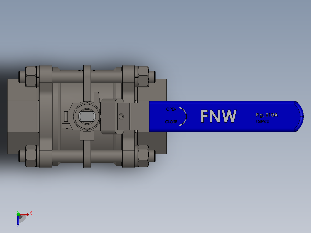 FNW-FNW310AL三片式内螺纹球阀俯视图