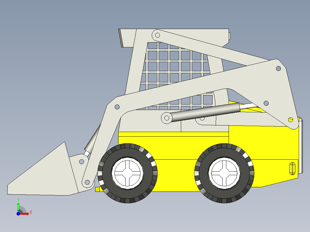 挖掘装载机3D模型前视图