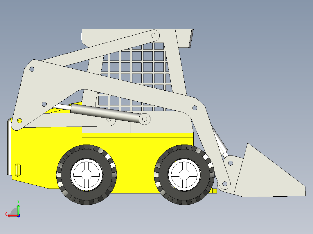 挖掘装载机3D模型后视图