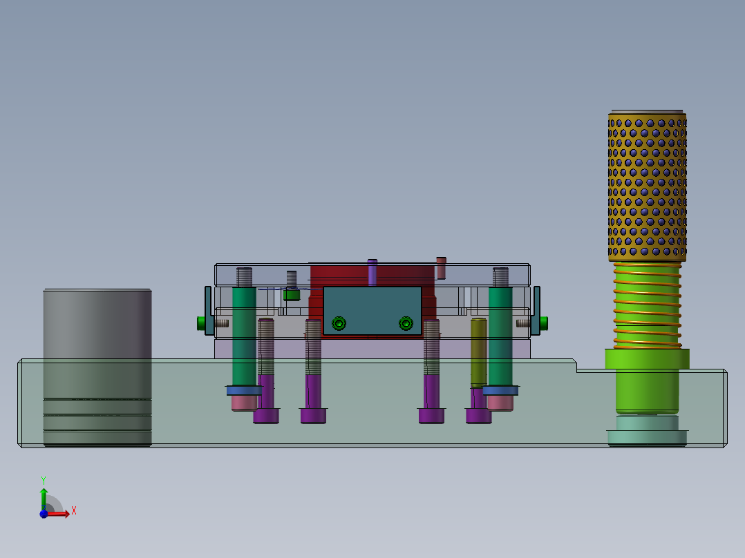 上下四导柱复合冲裁模具前视图