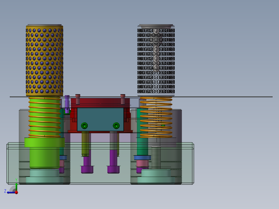 上下四导柱复合冲裁模具右视图