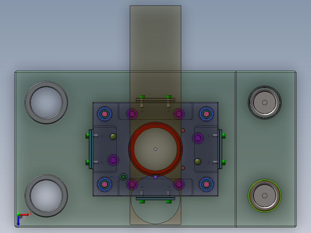 上下四导柱复合冲裁模具俯视图