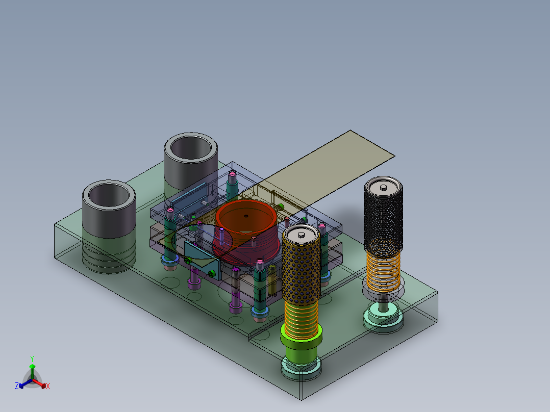 上下四导柱复合冲裁模具正等轴测图