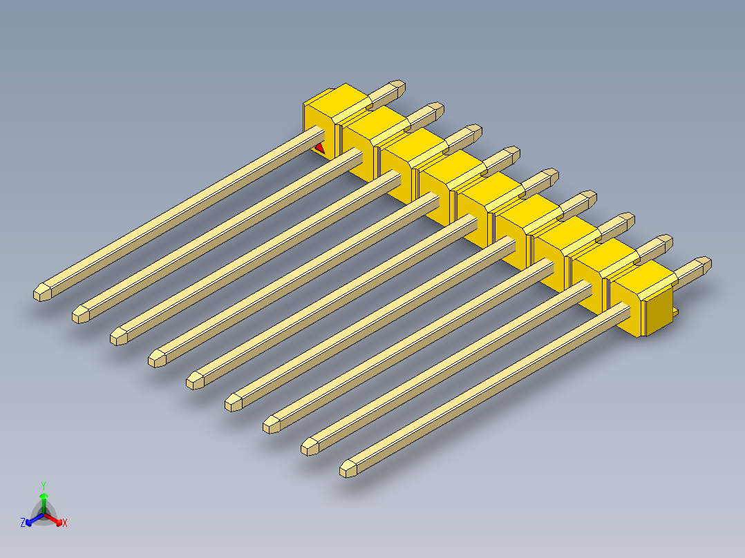 彩色公头100mil（2.54mm）系列-DS1021_yellow_1x09p_100mil_Type19_rev1.0主视图
