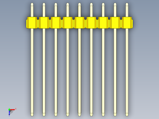 彩色公头100mil（2.54mm）系列-DS1021_yellow_1x09p_100mil_Type19_rev1.0俯视缩略图