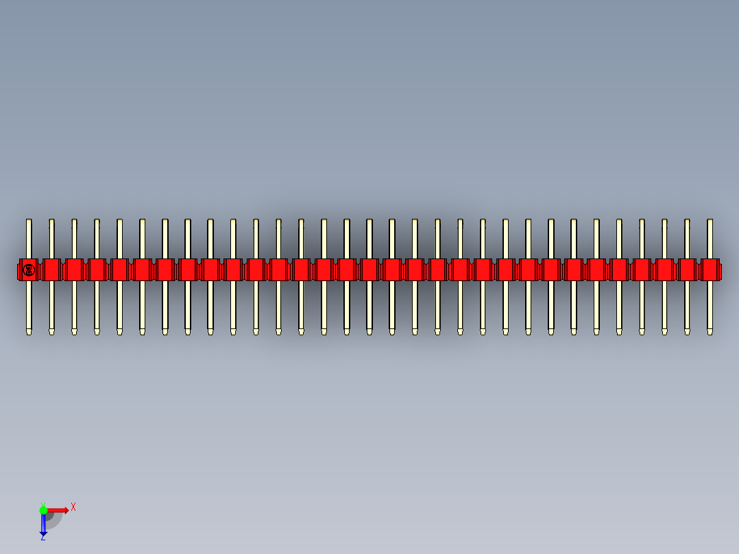彩色公排针 100mil 2.54mm 系列-DS1022_red_2x31p_100mil_TypeD_rev1.0俯视图