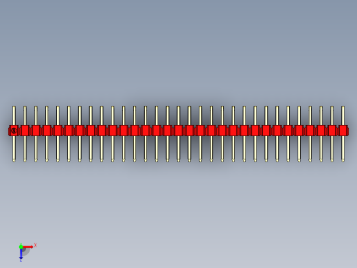 彩色公排针 100mil 2.54mm 系列-DS1022_red_2x31p_100mil_TypeD_rev1.0俯视缩略图