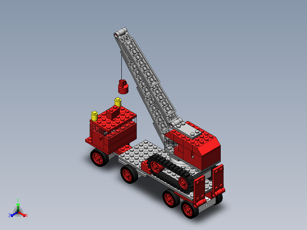 乐高 337-377 卡车带起重机lego-337-truck-with-crane-SW正等轴测图