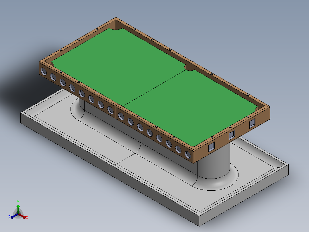 台球桌造型笔筒正等轴测图
