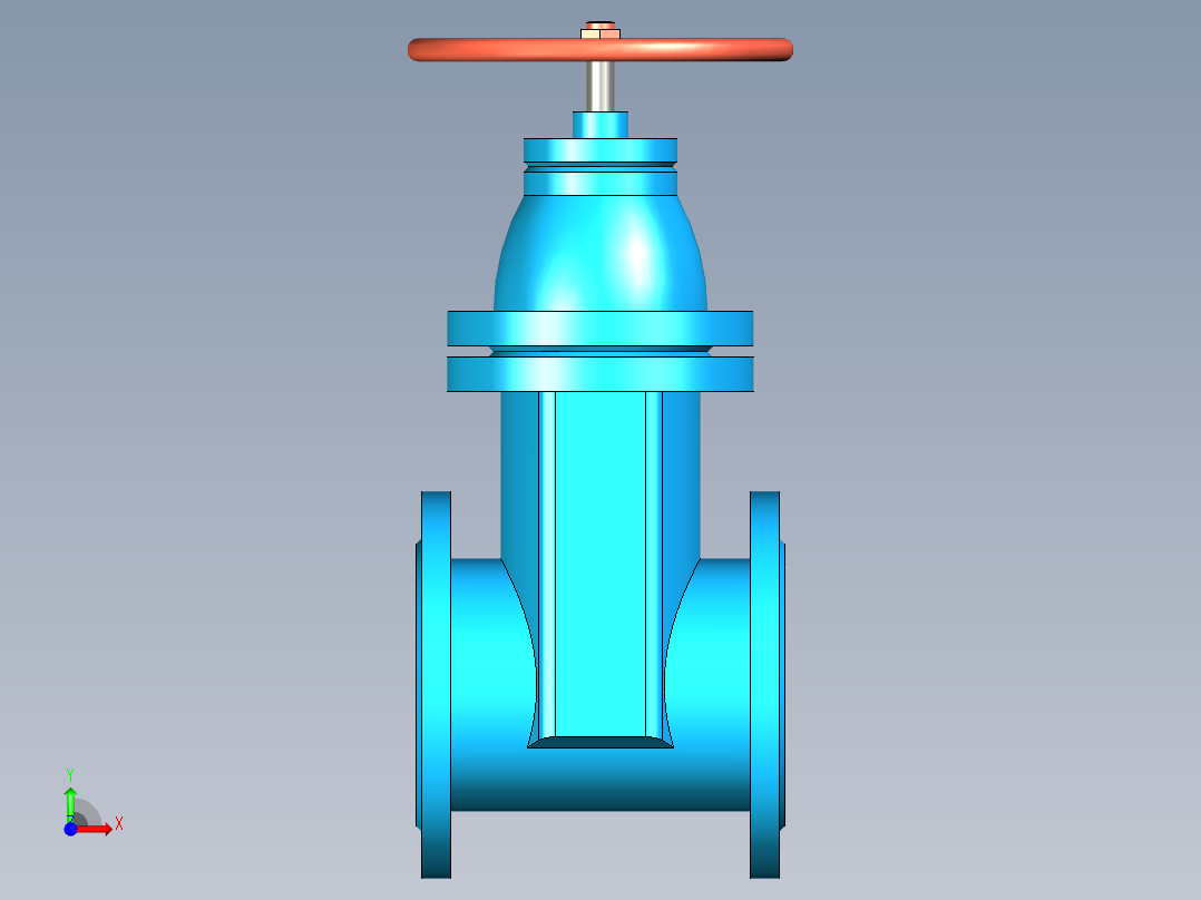 DN150橡胶密封暗杆闸阀前视图