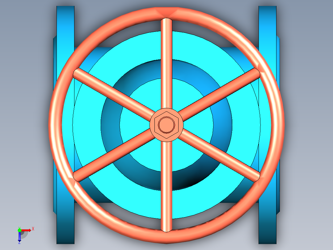 DN150橡胶密封暗杆闸阀俯视图