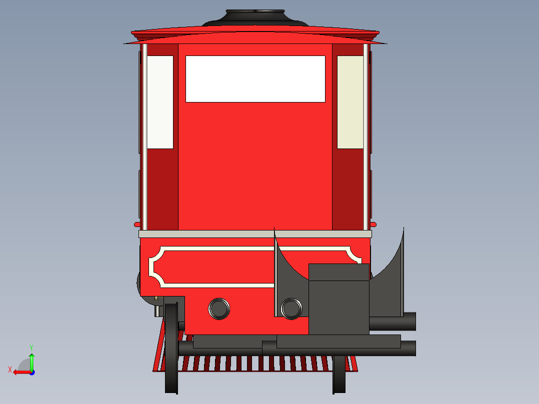 火车机车列车steam-locomotive-8832-模型格式为 stp stl igs f3d后视图