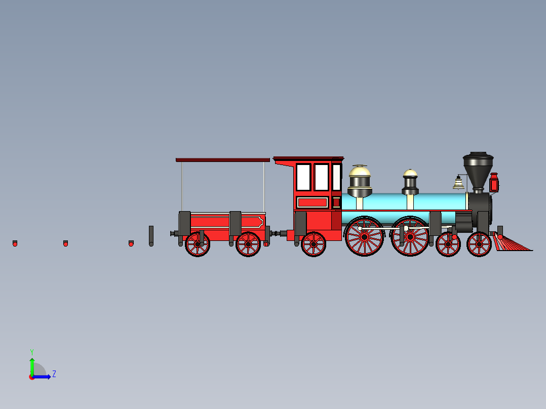 火车机车列车steam-locomotive-8832-模型格式为 stp stl igs f3d左视图