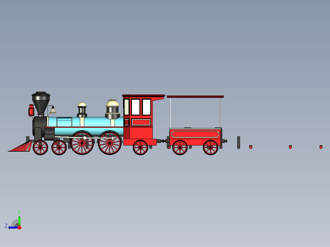 火车机车列车steam-locomotive-8832-模型格式为 stp stl igs f3d右视图
