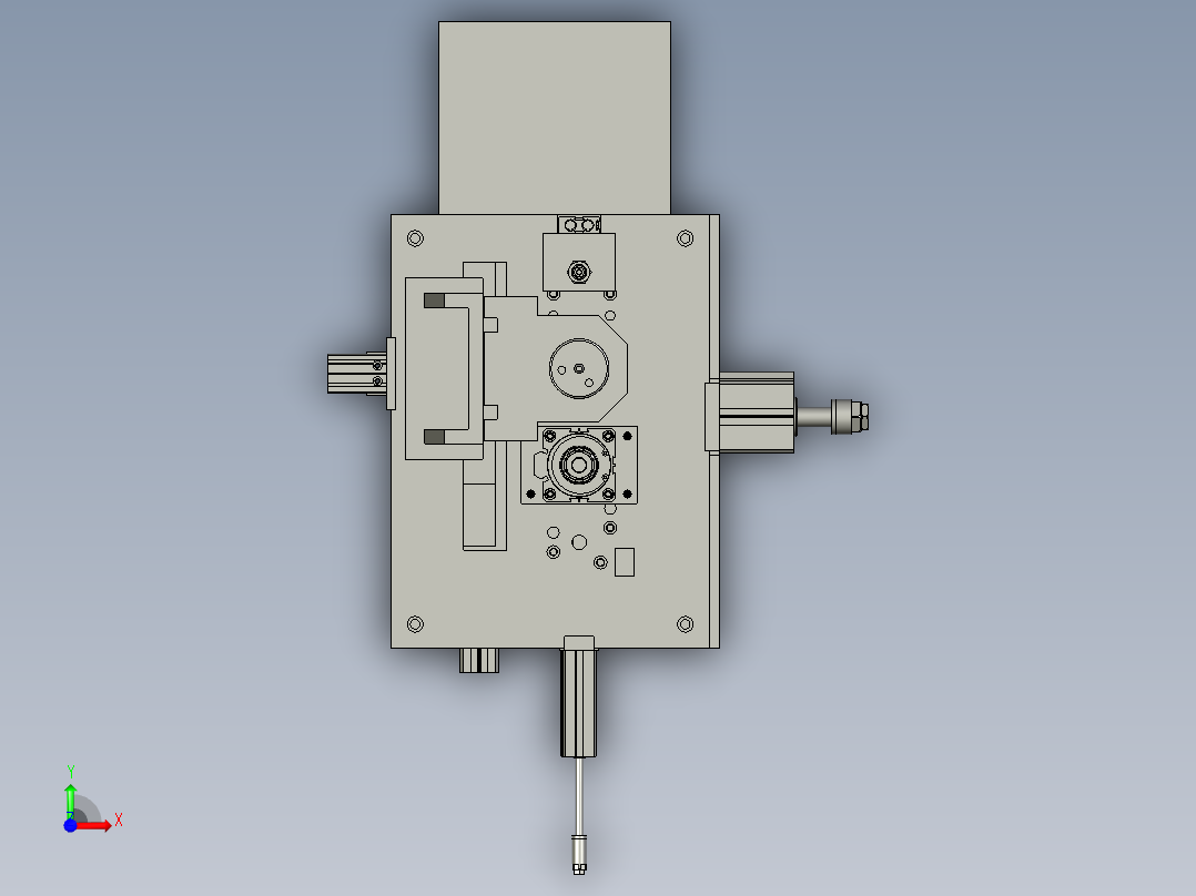 动工件钻孔台前视图