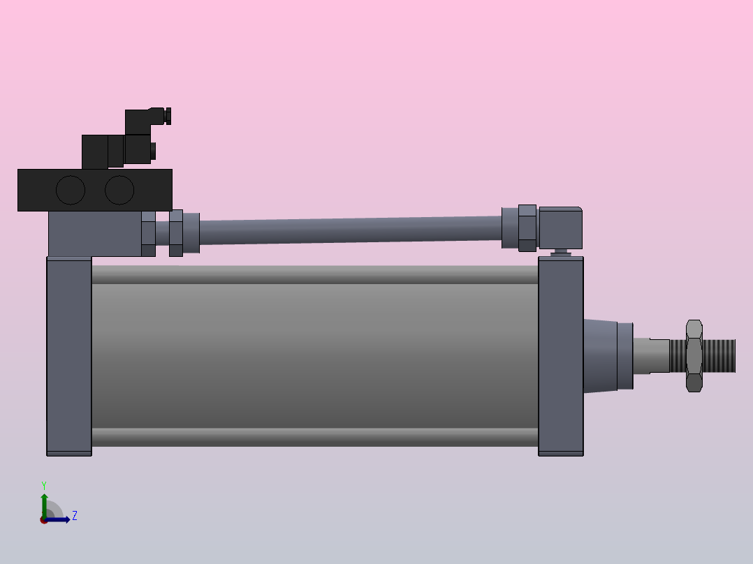 10A-5V系列无给油润滑气缸(通电时拉式)[10A-5 SD 200 B 400 SD]左视图