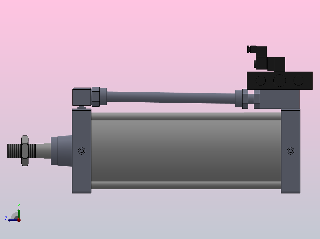 10A-5V系列无给油润滑气缸(通电时拉式)[10A-5 SD 200 B 400 SD]右视图