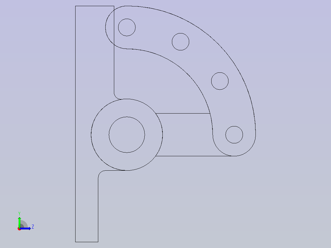FreeCAD中的Pivot Bracket。左视图
