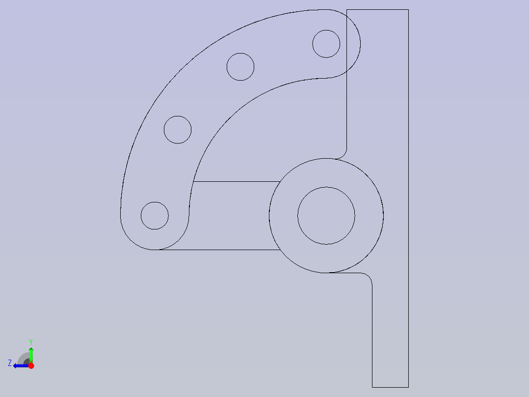 FreeCAD中的Pivot Bracket。右视图