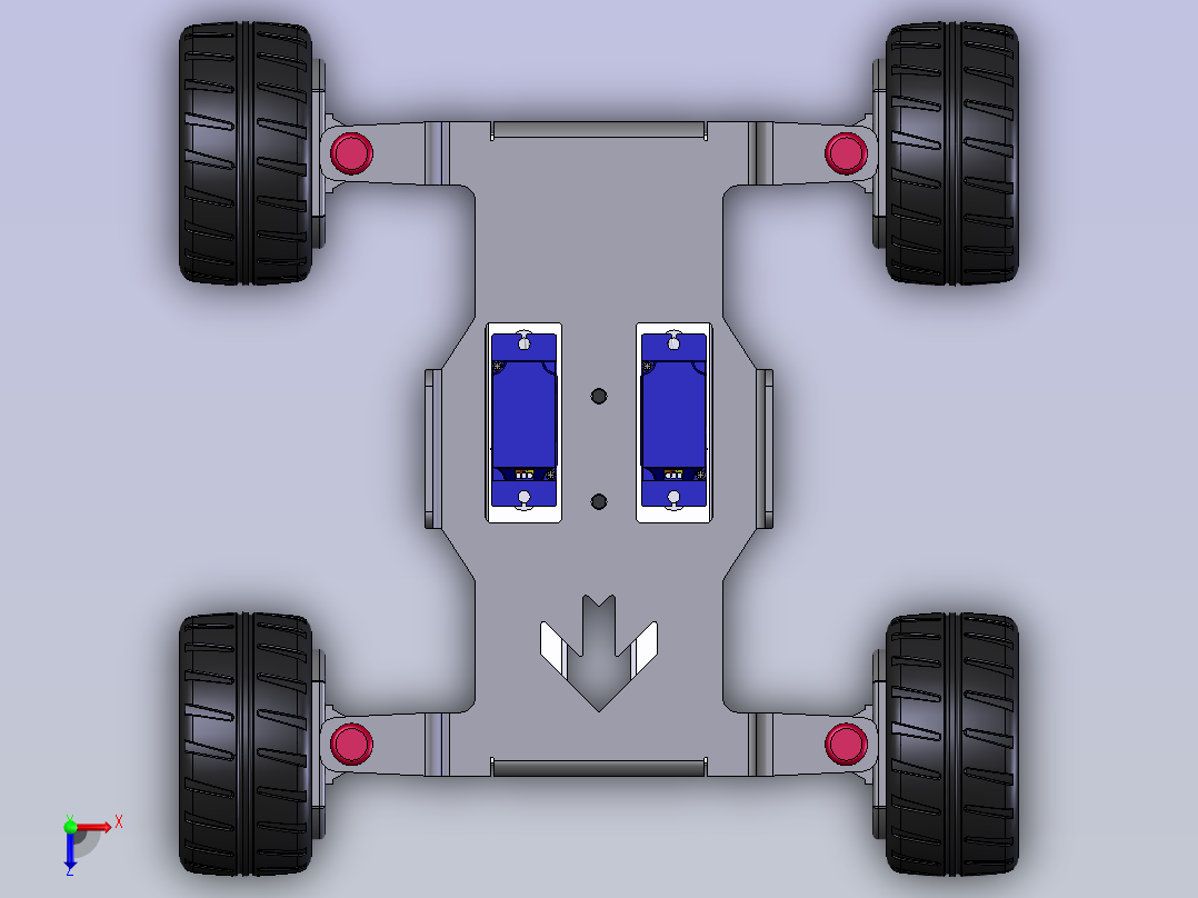 全方位转向四驱动搬运小车俯视图