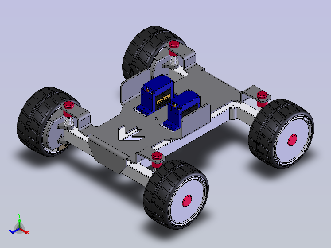 全方位转向四驱动搬运小车正等轴测图
