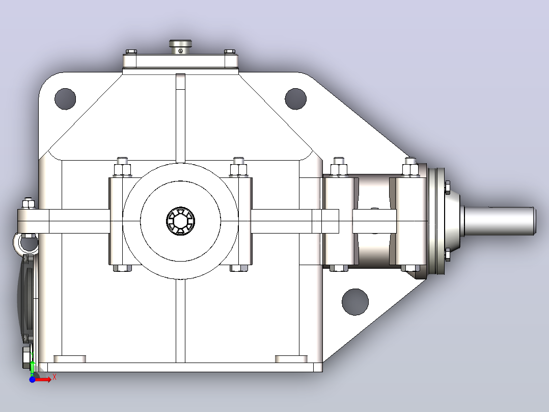 单级锥齿齿轮减速器Inventor 2011, STEP _ IGES前视图
