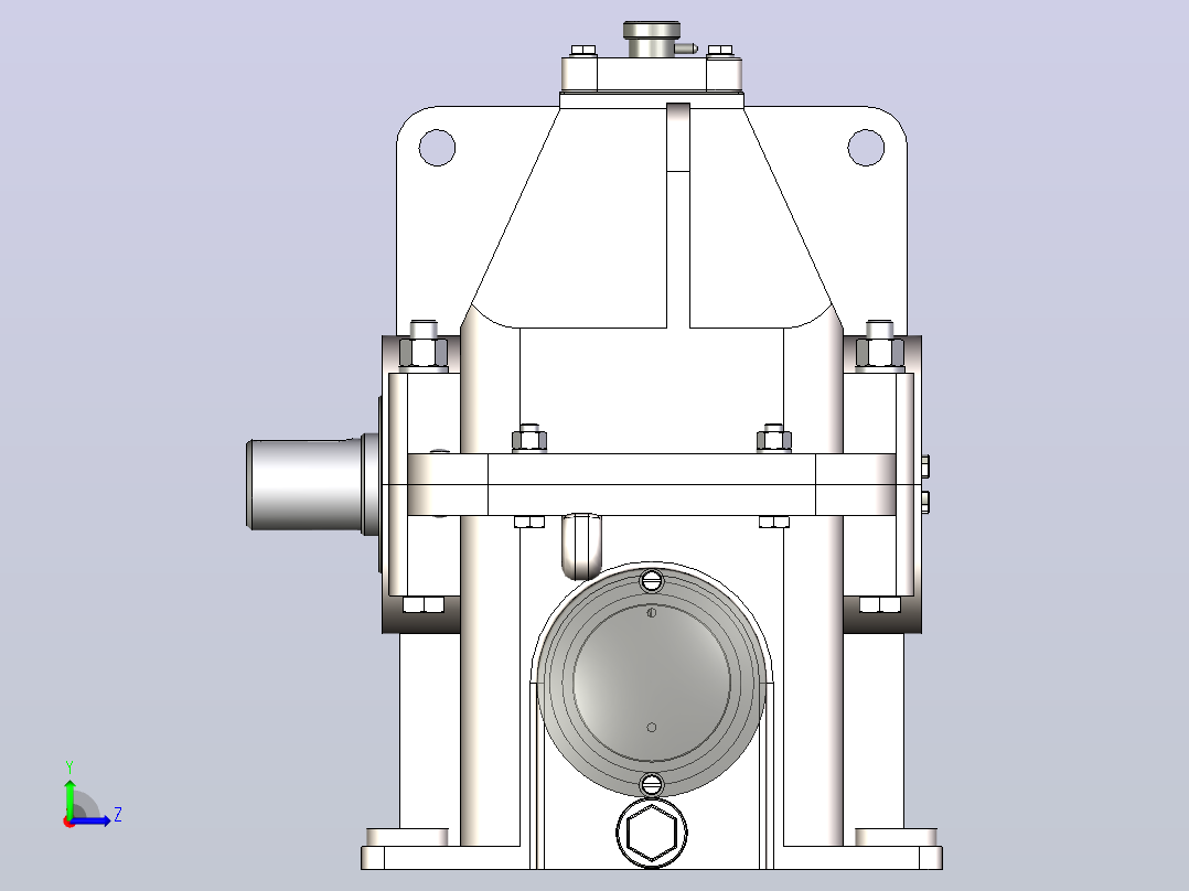 单级锥齿齿轮减速器Inventor 2011, STEP _ IGES左视图