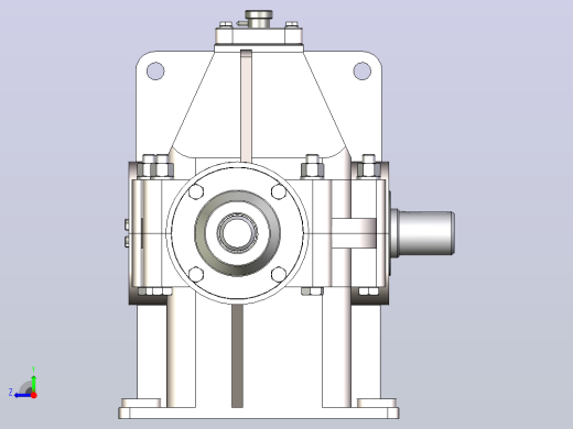 单级锥齿齿轮减速器Inventor 2011, STEP _ IGES右视缩略图