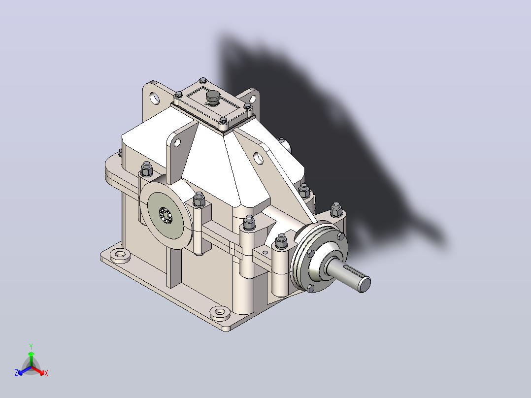 单级锥齿齿轮减速器Inventor 2011, STEP _ IGES正等轴测图