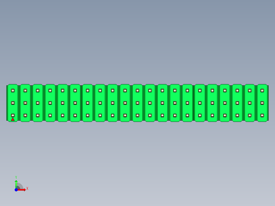 彩色公头100mil（2.54mm）系列-DS1021_green_3x21p_100mil_Type1_rev1.0前视图