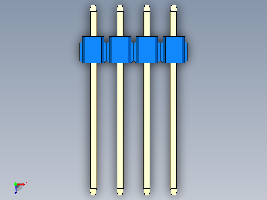 彩色公头100mil（2.54mm）系列-DS1021_blue_1x04p_100mil_Type5_rev1.0俯视图