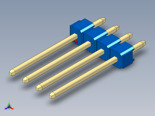 彩色公头100mil（2.54mm）系列-DS1021_blue_1x04p_100mil_Type5_rev1.0正等轴测缩略图