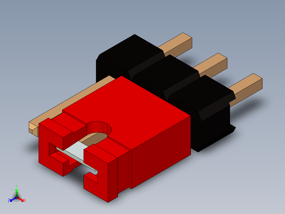带跳线的排针-pinheader 1x3 and 1 jumper - kopie正等轴测图