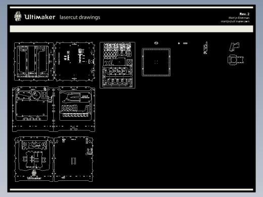3D打印机Ultimaker drawings redone for CNC（CAD文件）