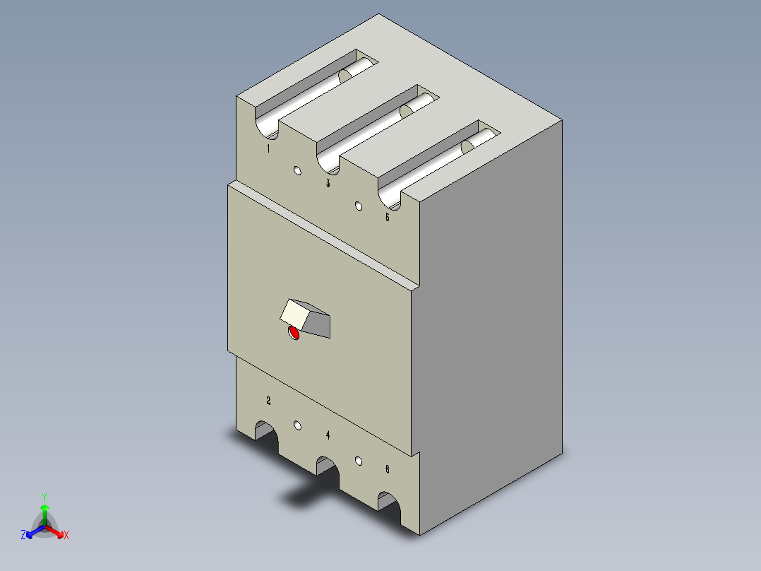 德力西电气-DZ20Y-100 3P正等轴测图