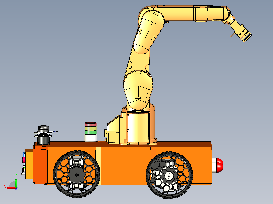 智能越野移动复合小车模型后视图