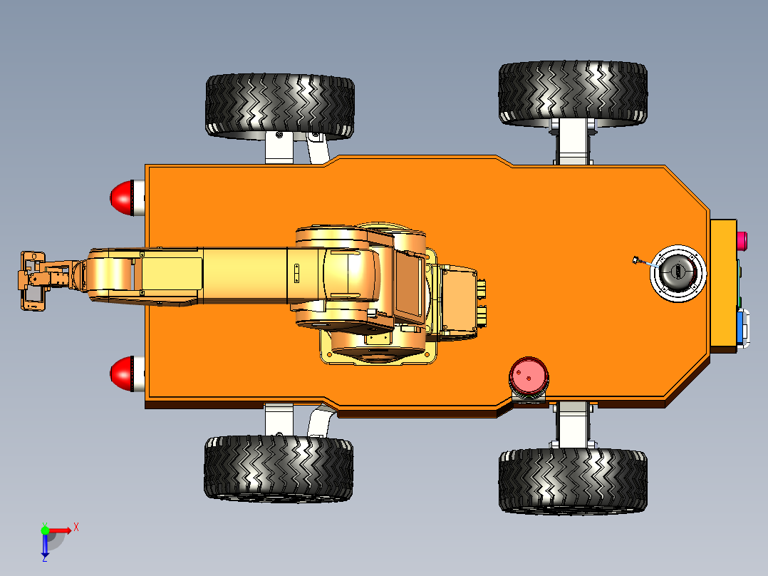 智能越野移动复合小车模型俯视图