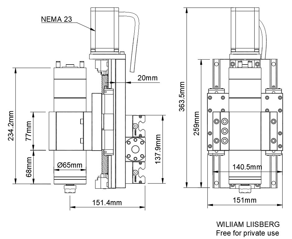 用于数控机床的z轴组件-800 w 65主轴，NEMA 23