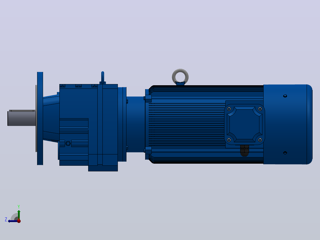 RF77法兰轴伸式安装斜齿轮减速机RF77-Y3-4P-100-M1-0°-Φ250右视图