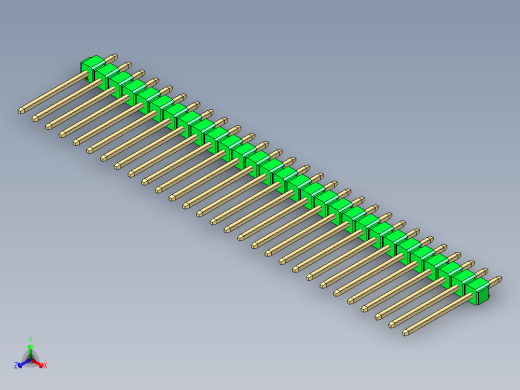 彩色公头100mil（2.54mm）系列-DS1021_green_1x29p_100mil_Type5_rev1.0正等轴测缩略图