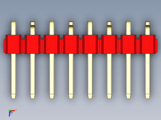 彩色公排针 100mil 2.54mm 系列-DS1022_red_08p_100mil_Type_SMT_R2_rev1.0俯视缩略图