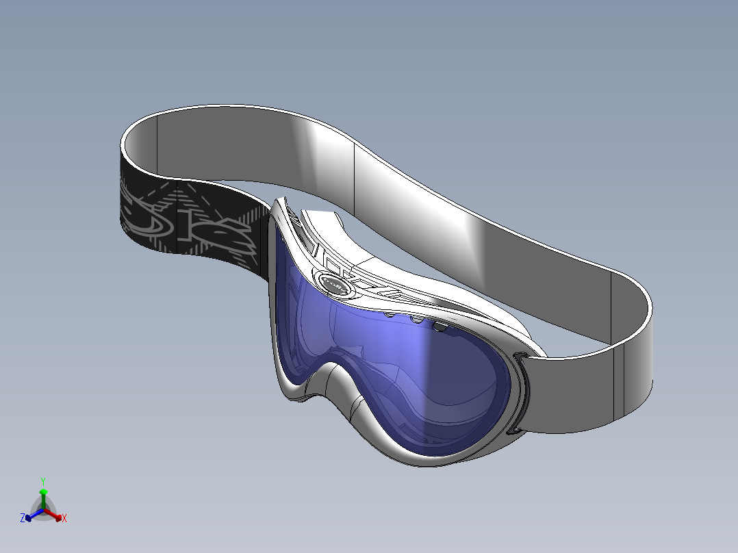 雪镜滑雪面罩正等轴测图