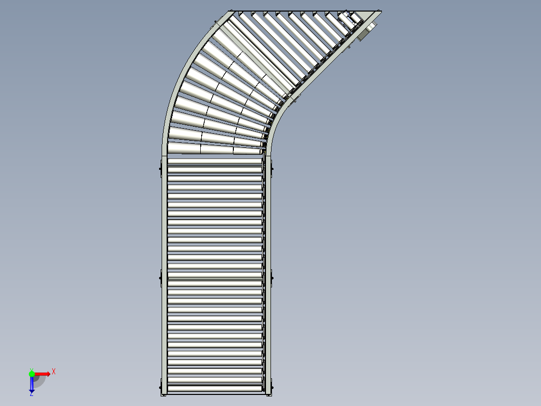 曲线滚筒输送机curved-roller-conveyor-stp俯视图