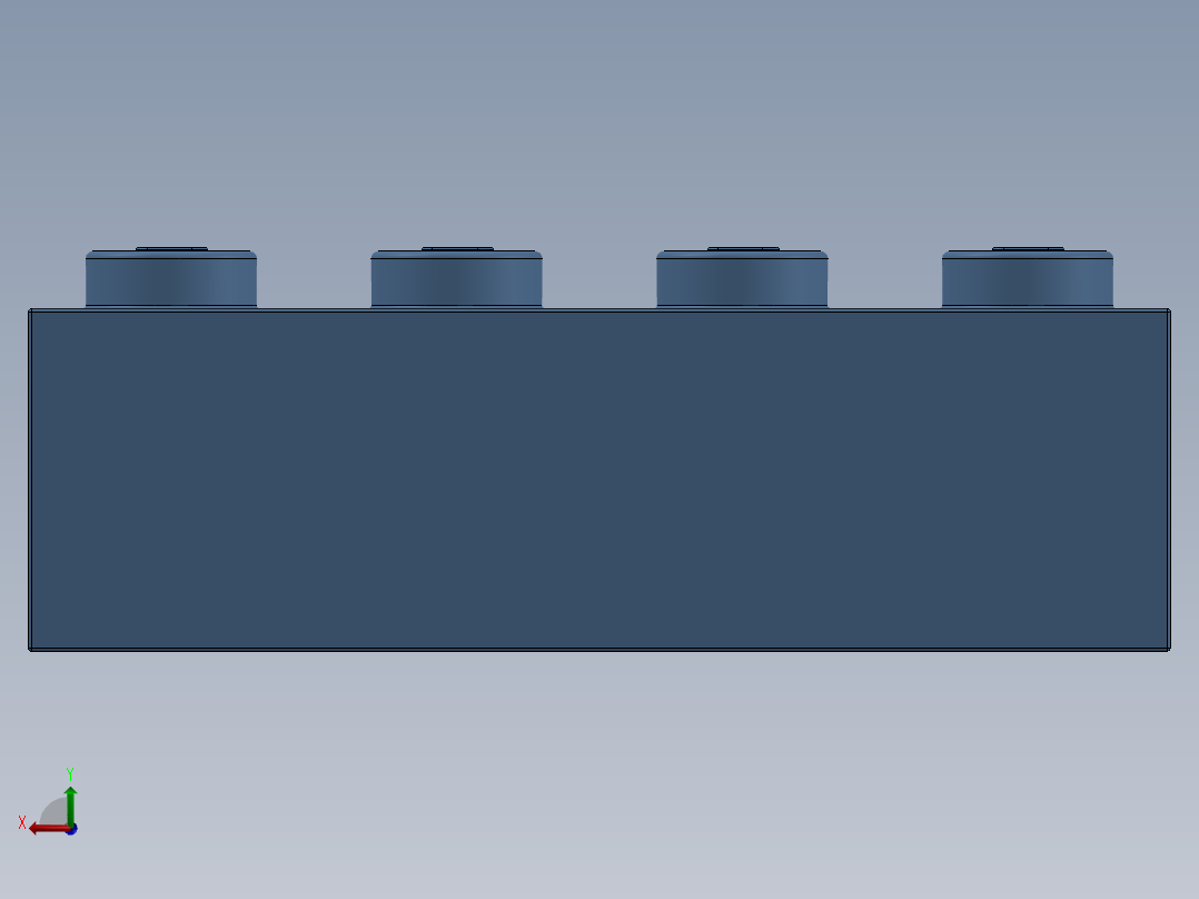 乐高套装 4421基本积木-4163696 - 3010 Medium Blue Brick 1 x 4.SLDPRT后视图